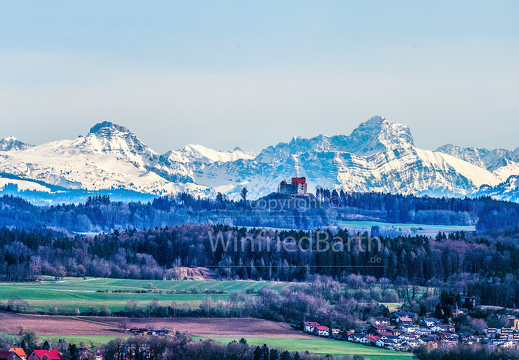 Berg Panorama, mit der schönen Waldburg